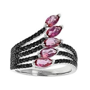 Created dark Pink Bixbite Black Spinel ring